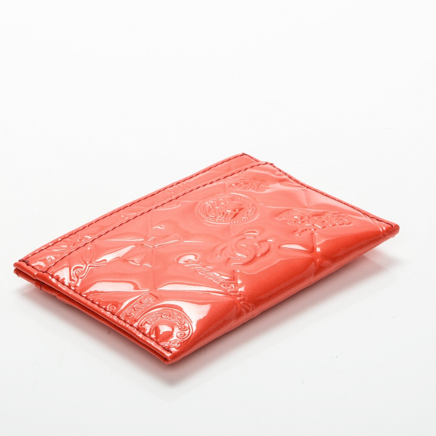 Chanel Patent Calfskin Lucky Symbols Card Holder Case Rouge Clair 4 of 8