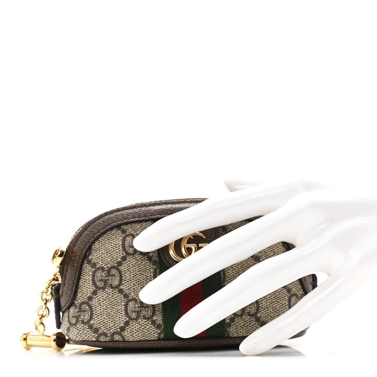 Gucci GG Supreme Monogram Web Ophidia Dome Key Pouch Beige New Acero 2 of 9