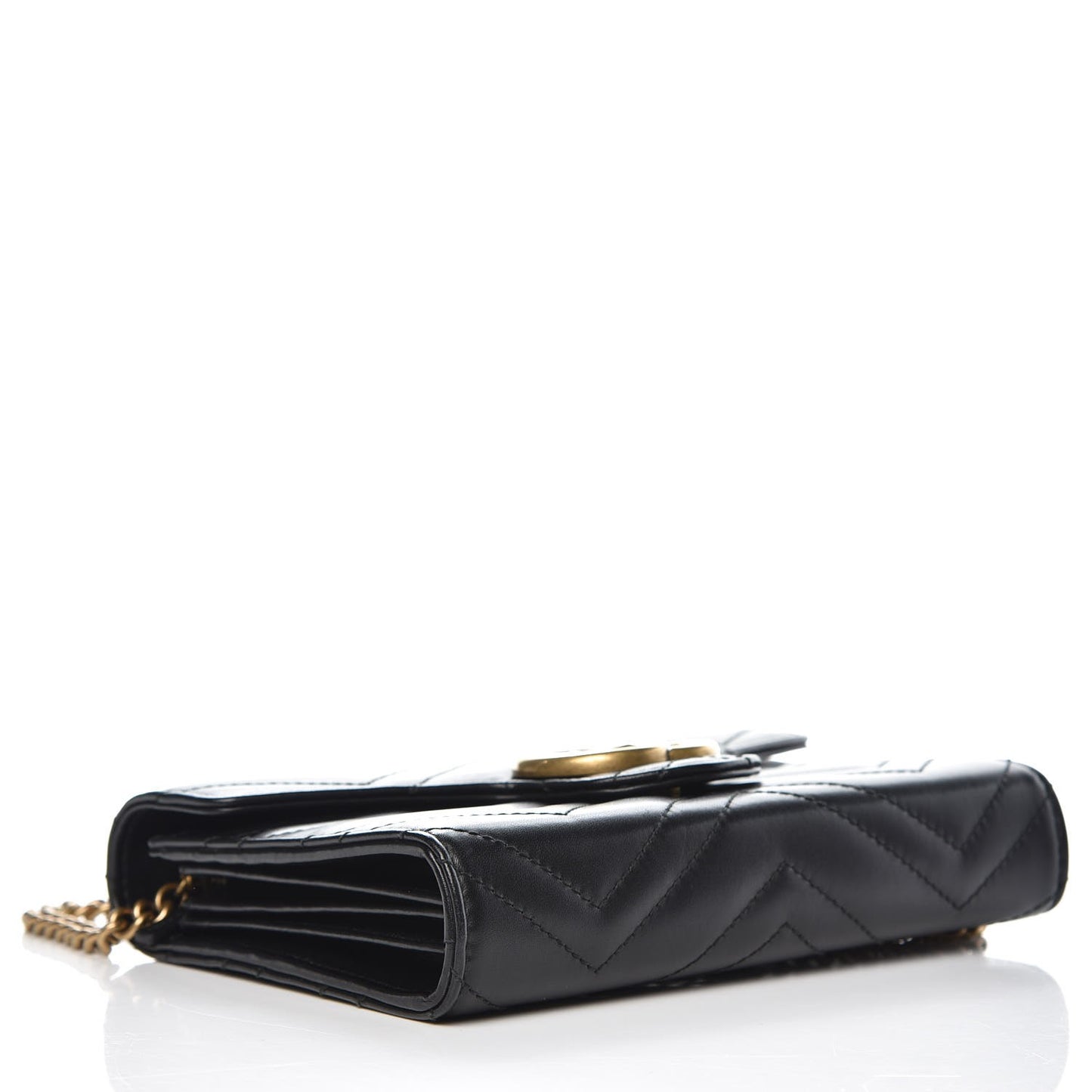 Calfskin Matelasse GG Marmont Chain Wallet Black