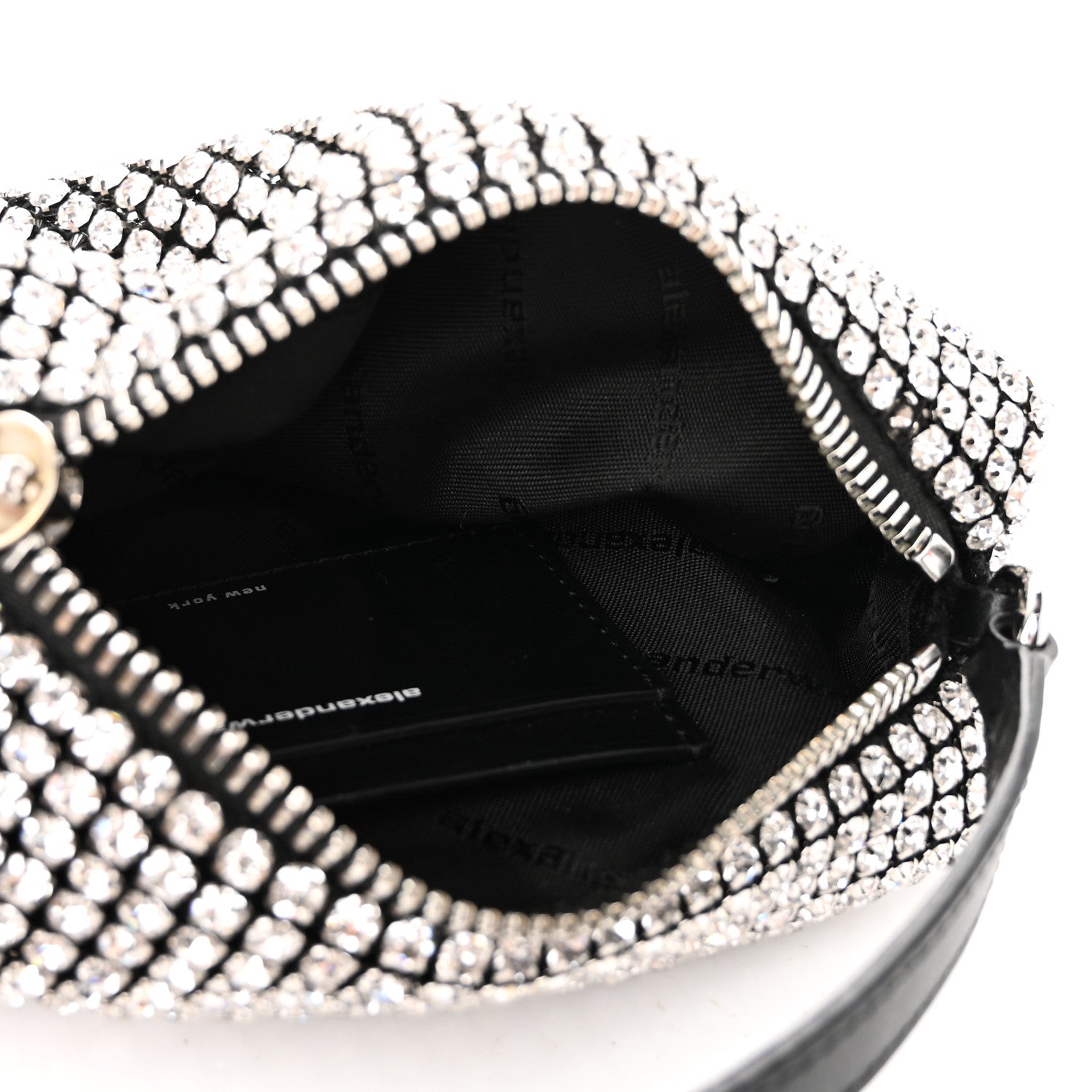 Alexander Wang Mesh Crystal Rhinestone Mini Heiress Pouch Black Silver 5 of 9