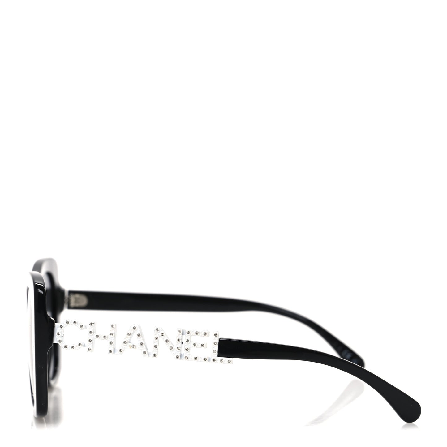 Acetate Strass Square Sunglasses 5422-B Black White