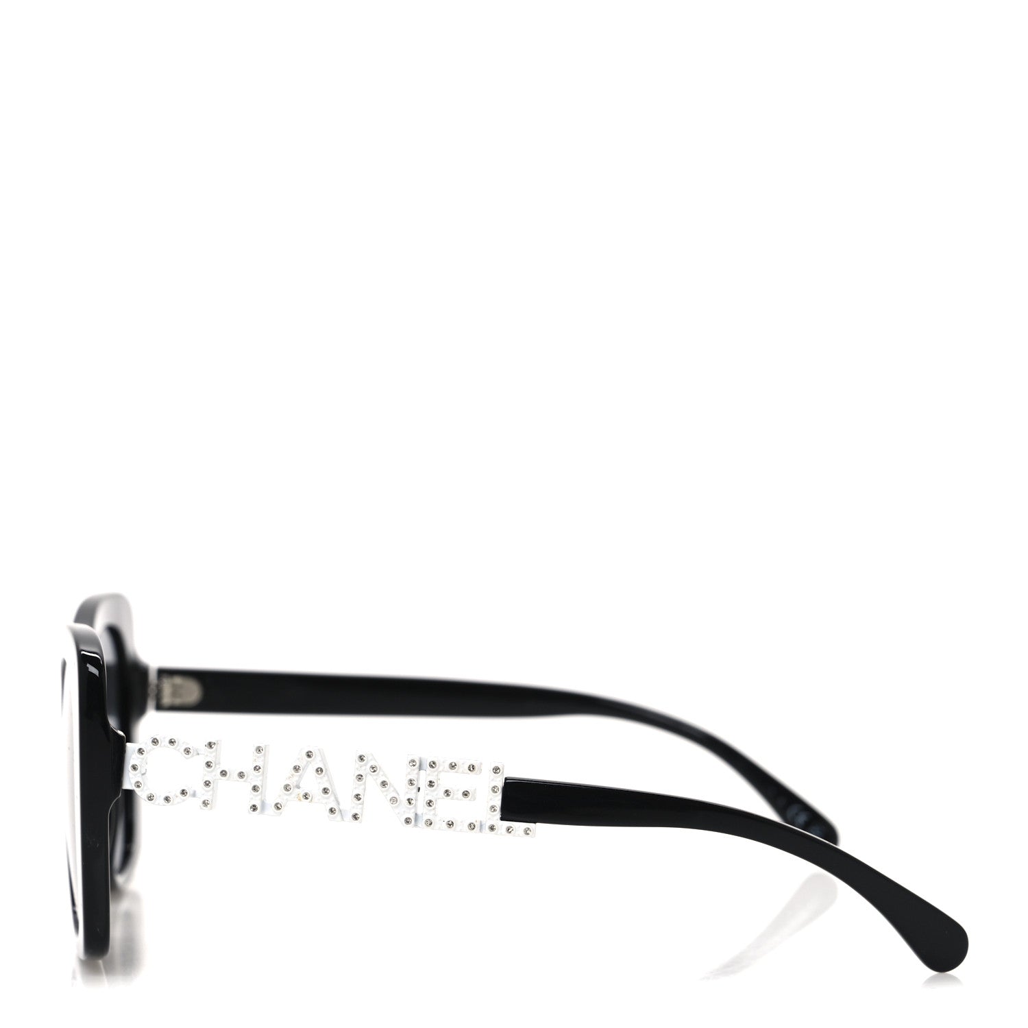 Chanel Acetate Strass Square Sunglasses 5422-B Black White 3 of 8