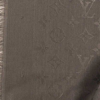 Louis Vuitton Silk Wool Monogram Shine Classic Shawl Taupe 4 of 6