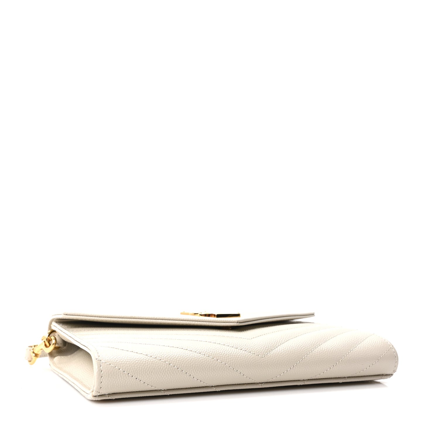 Grain De Poudre Matelasse Chevron Monogram Envelope Clutch Crema Soft