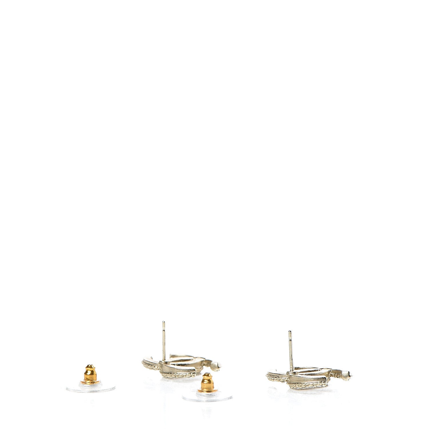 Chanel Crystal CC Earrings Light Gold 3 of 5
