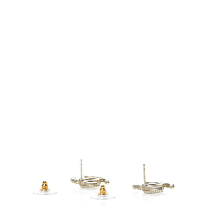 Chanel Crystal CC Earrings Light Gold 3 of 5