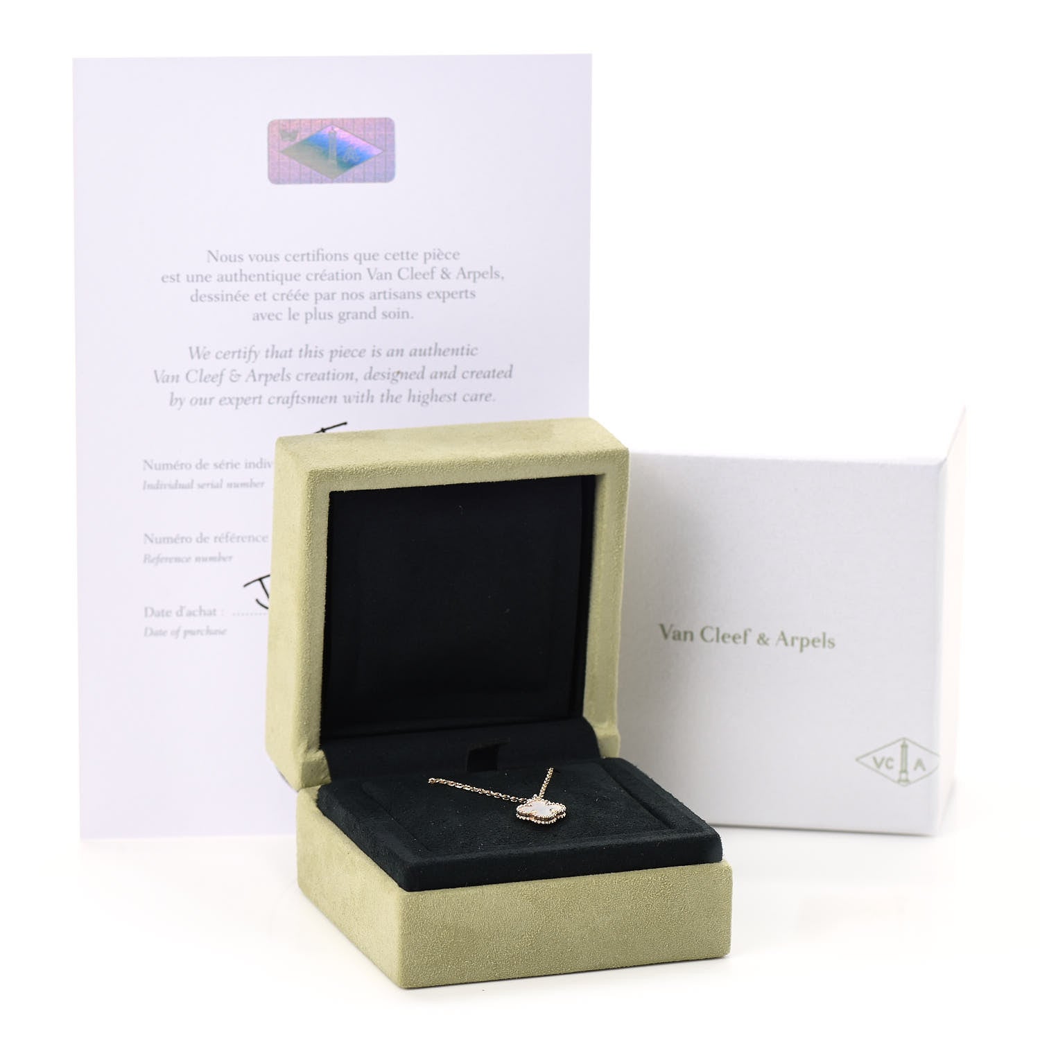 Van Cleef & Arpels 18K Yellow Gold Mother of Pearl Sweet Alhambra Pendant Necklace 7 of 7