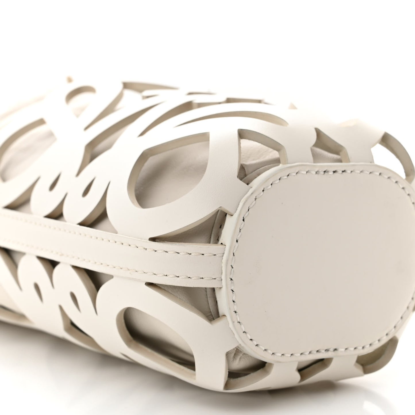 Nappa Calfskin Cutout Anagram Pocket Crossbody Bag White Glaze