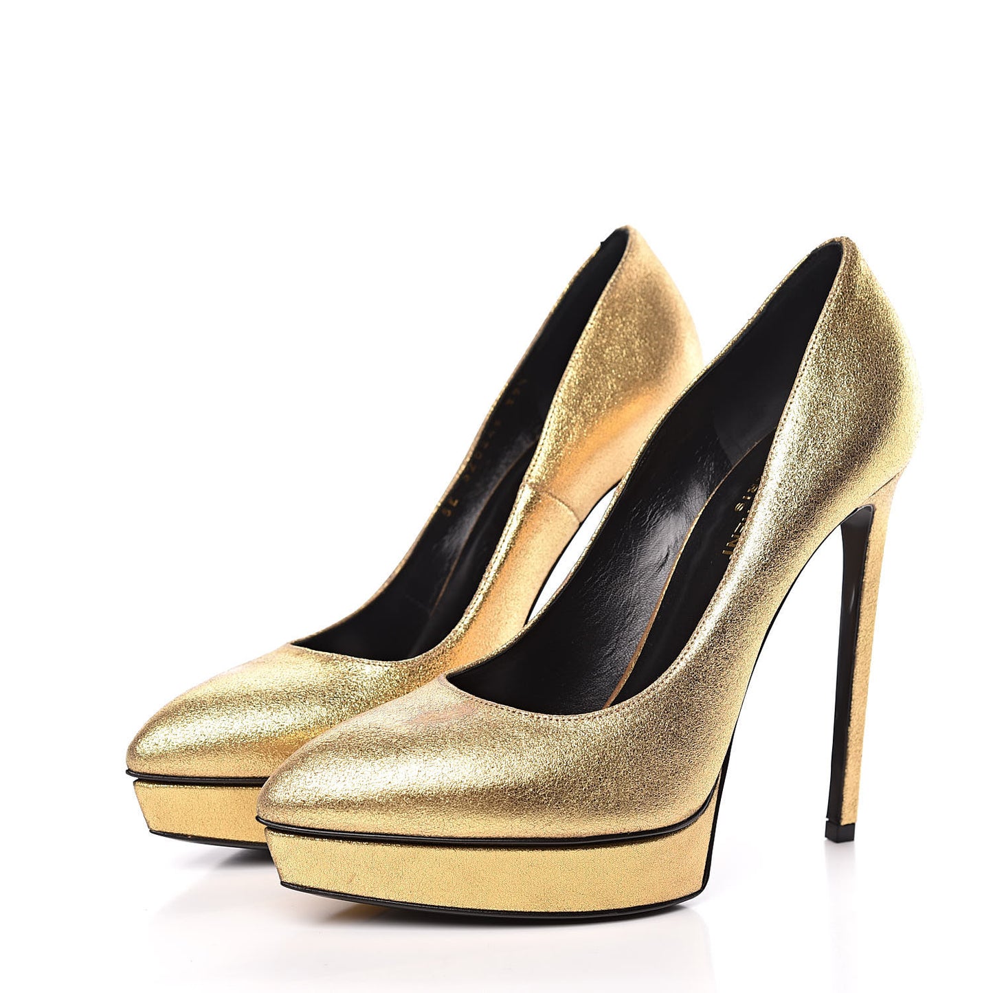 Metallic Grained Calfskin Janis 105 D'Orsay Pumps 39.5 Black Gold