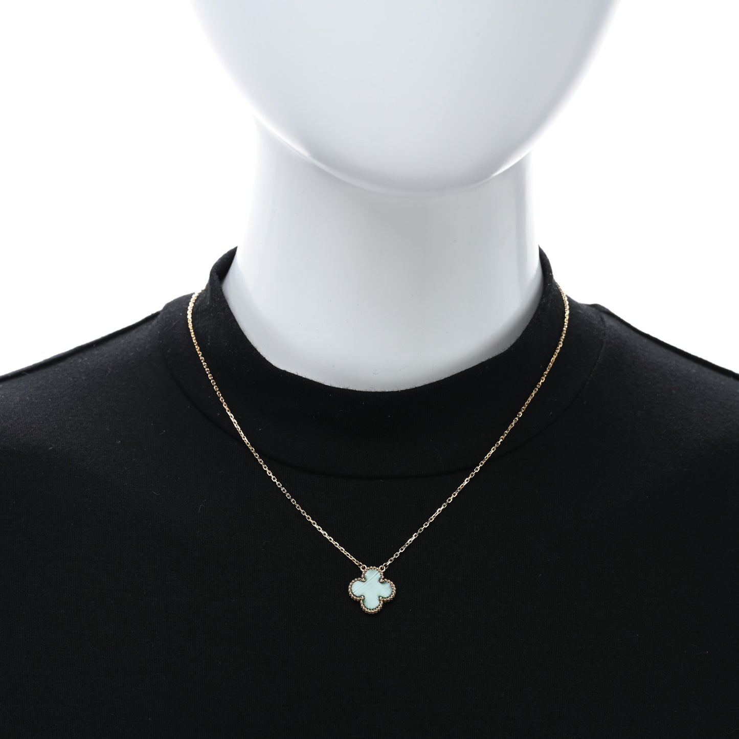 18K Yellow Gold Malachite Vintage Alhambra Pendant Necklace