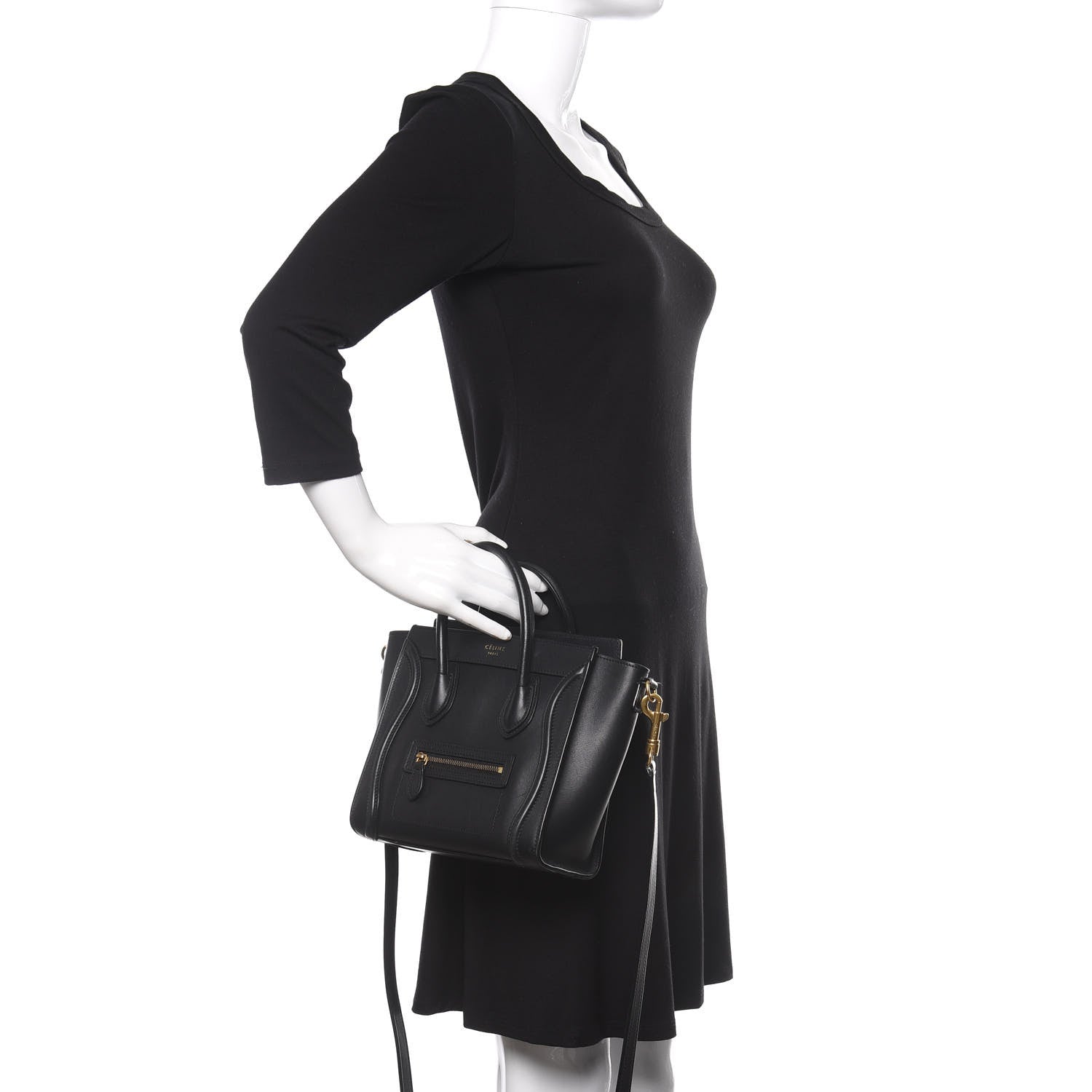 Celine Smooth Calfskin Nano Luggage Black 3 of 12