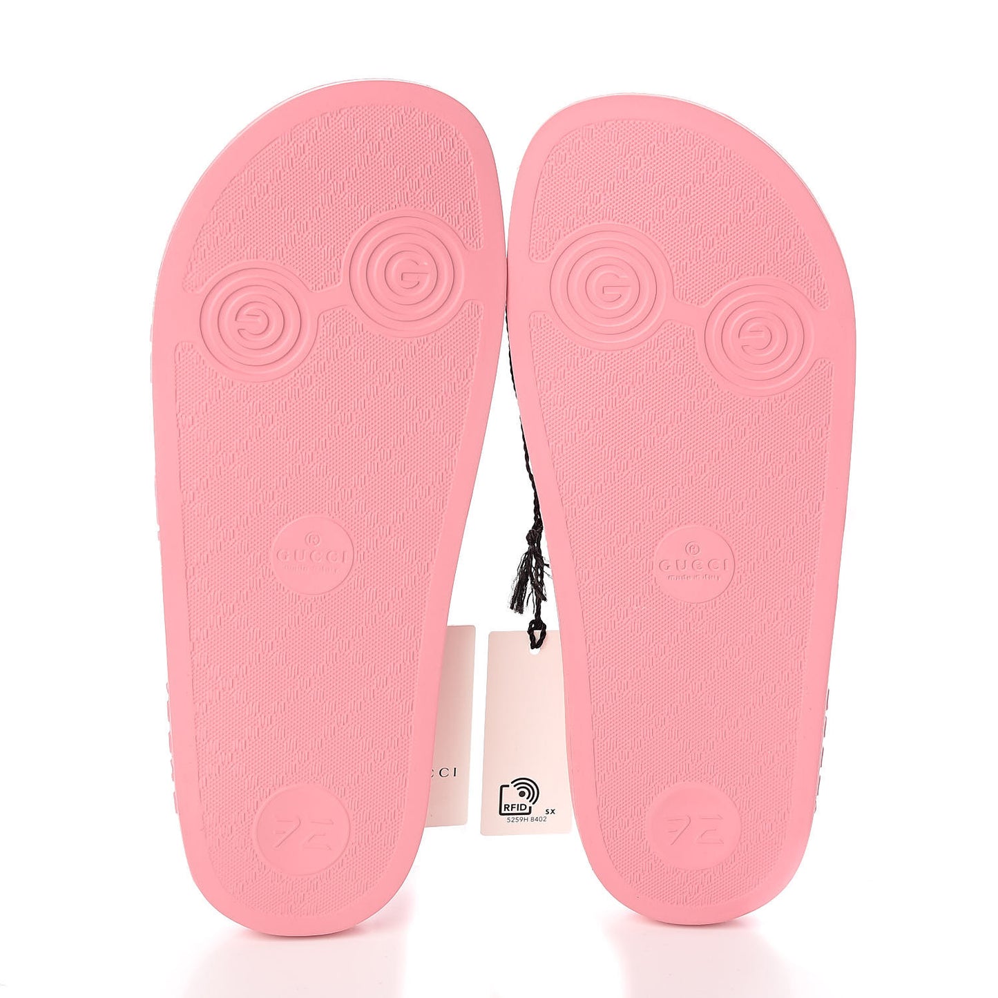 Rubber GG Monogram Perforated Womens Slide Sandals 38 Rose Box