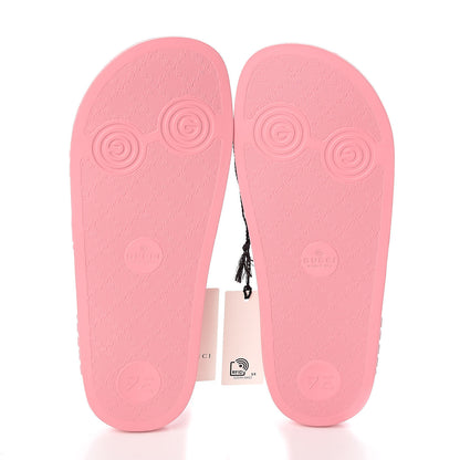 Gucci Rubber GG Monogram Perforated Womens Slide Sandals 38 Rose Box 5 of 7