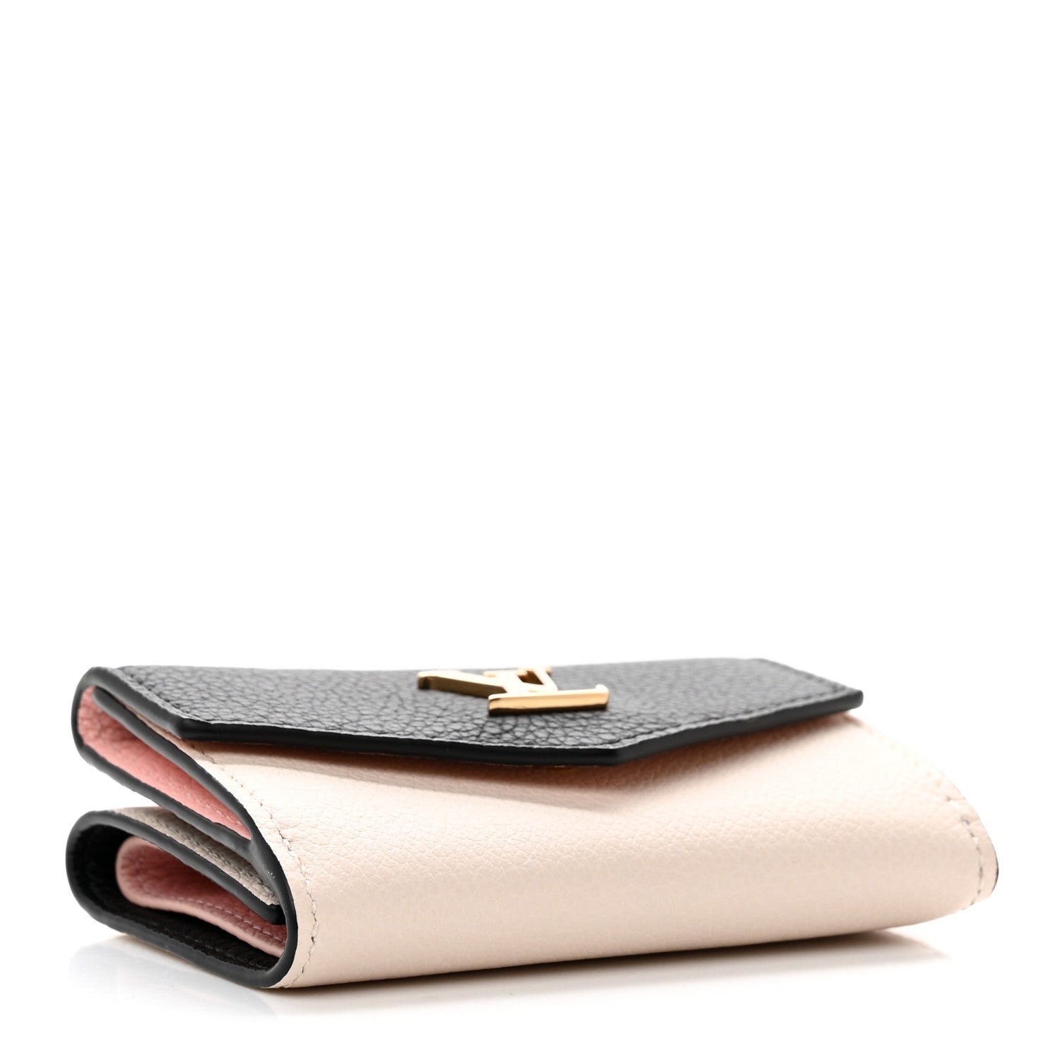 Louis Vuitton Calfskin Lockmini Wallet Black Cream Pink 4 of 7