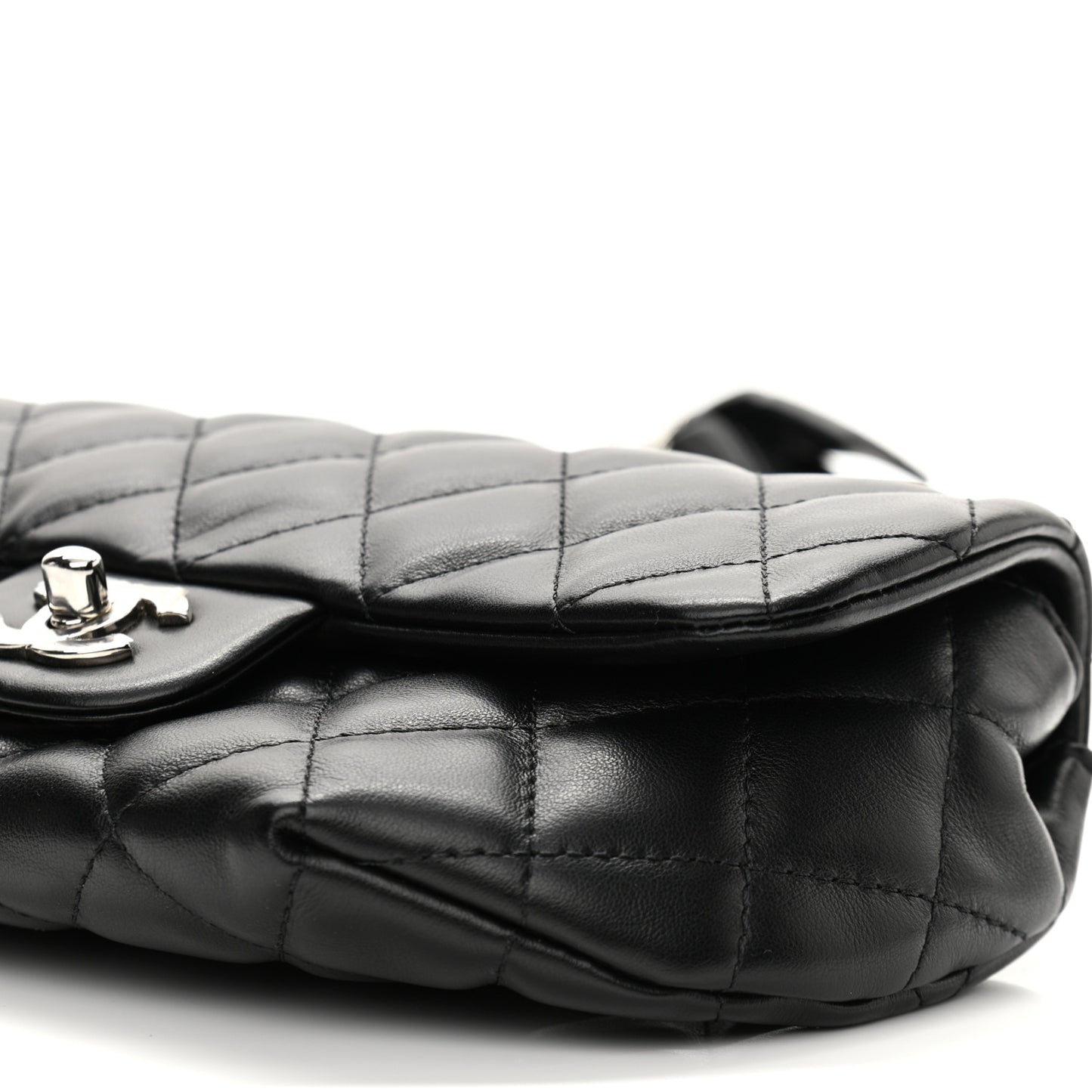 Calfskin Quilted CC Uniform Flap Belt Bag Black