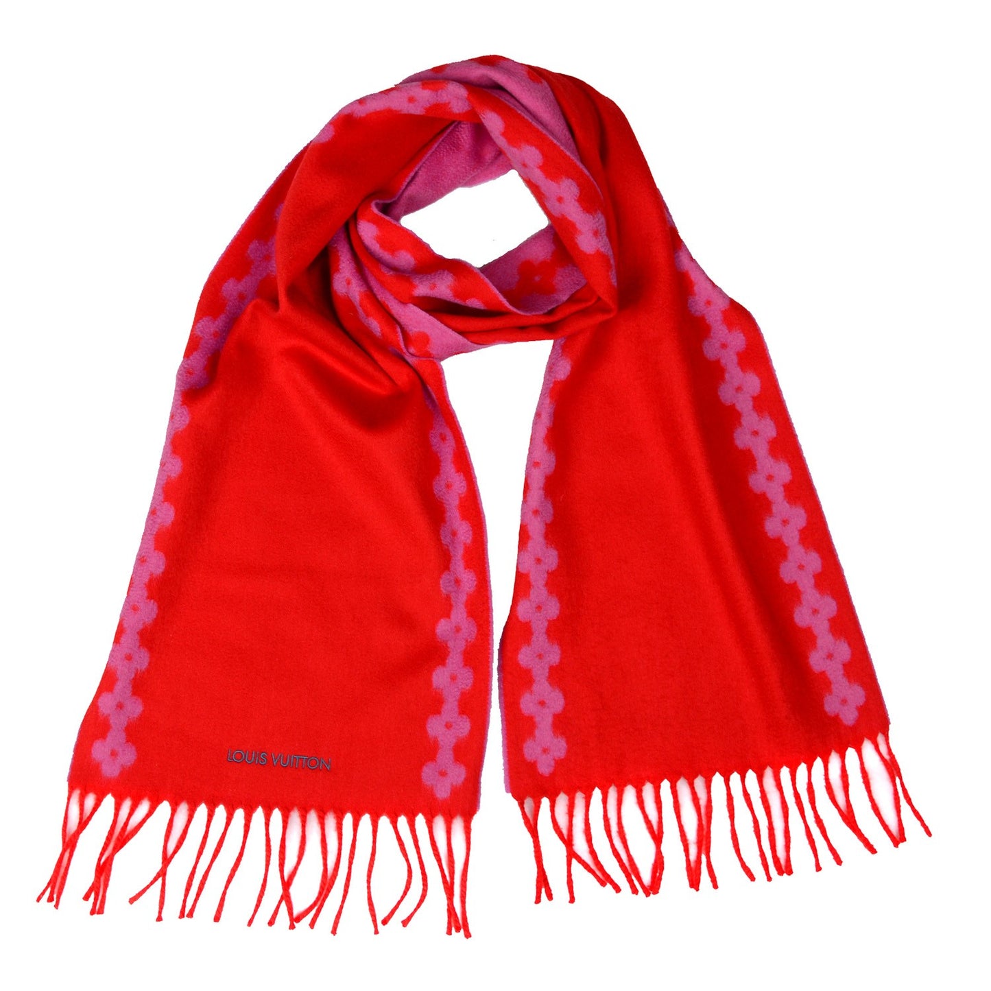 Cashmere Flowers River Scarf Ruby