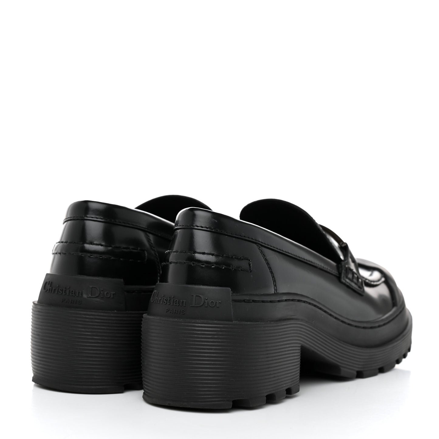 Brushed Calfskin Dior Code Lug Sole Platform 35mm Loafers 36 Black
