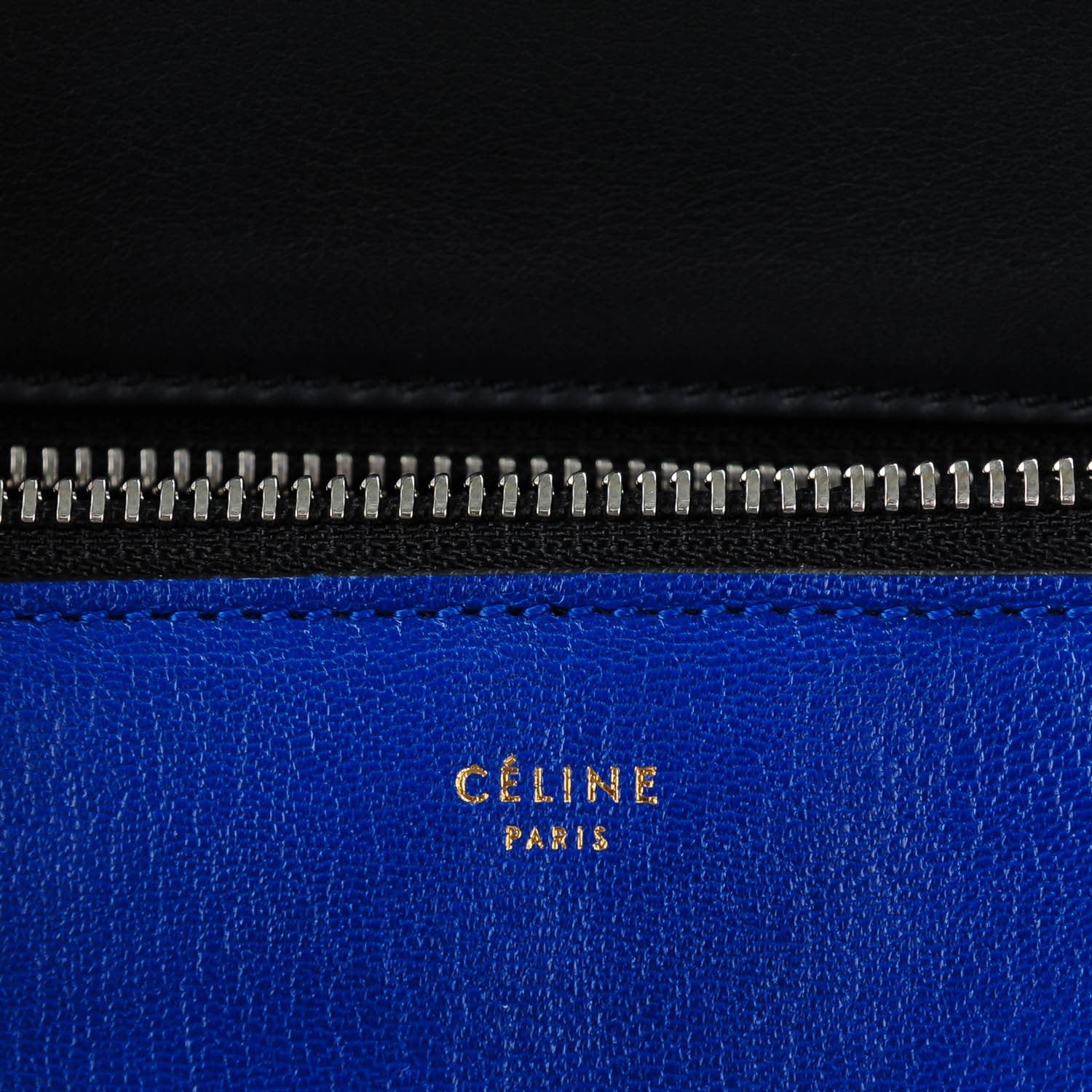 Celine Grained Calfskin Medium Bi-Color Edge Shoulder Bag Indigo Black 6 of 8