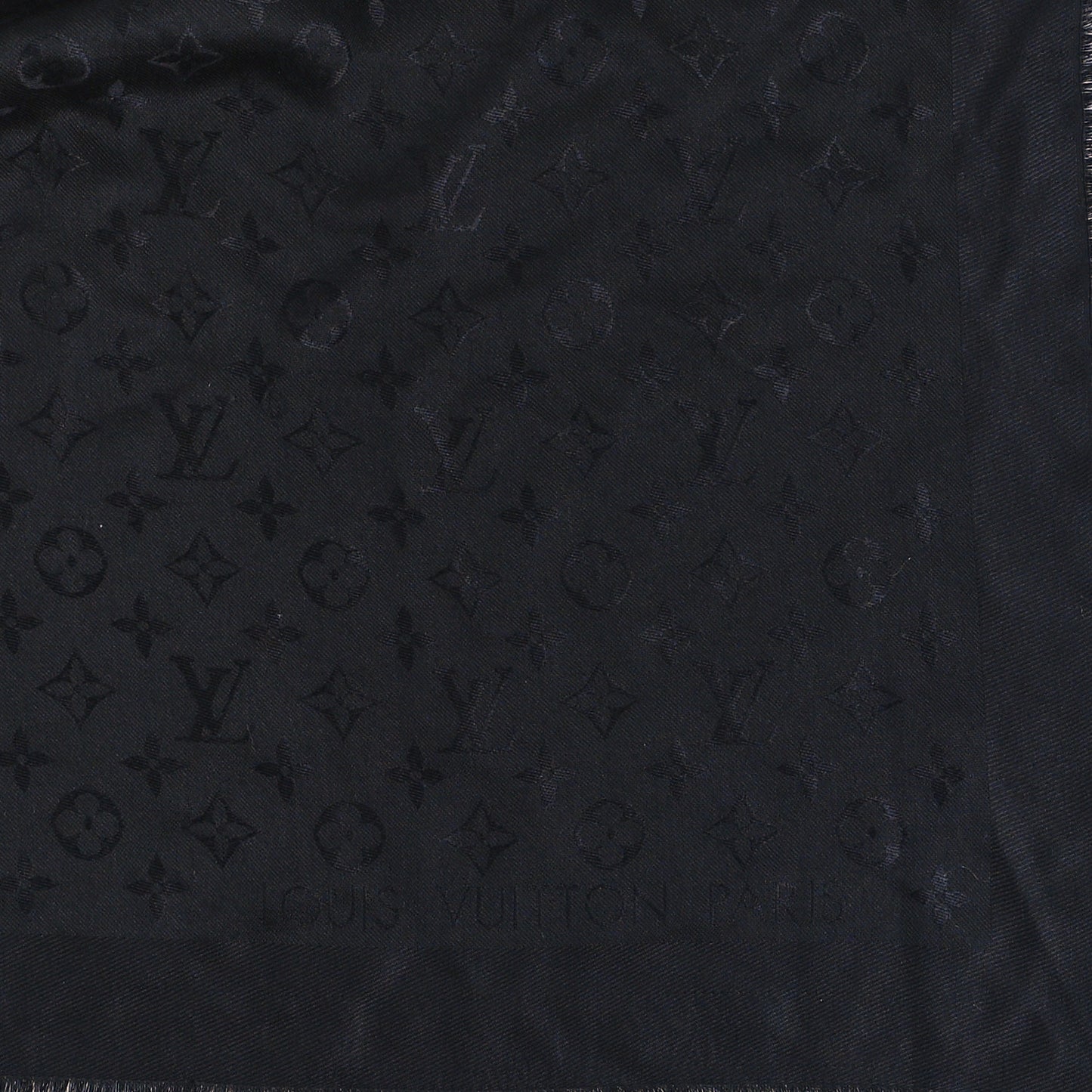 Silk Wool Rabbit Fur Flowergram Shawl Black