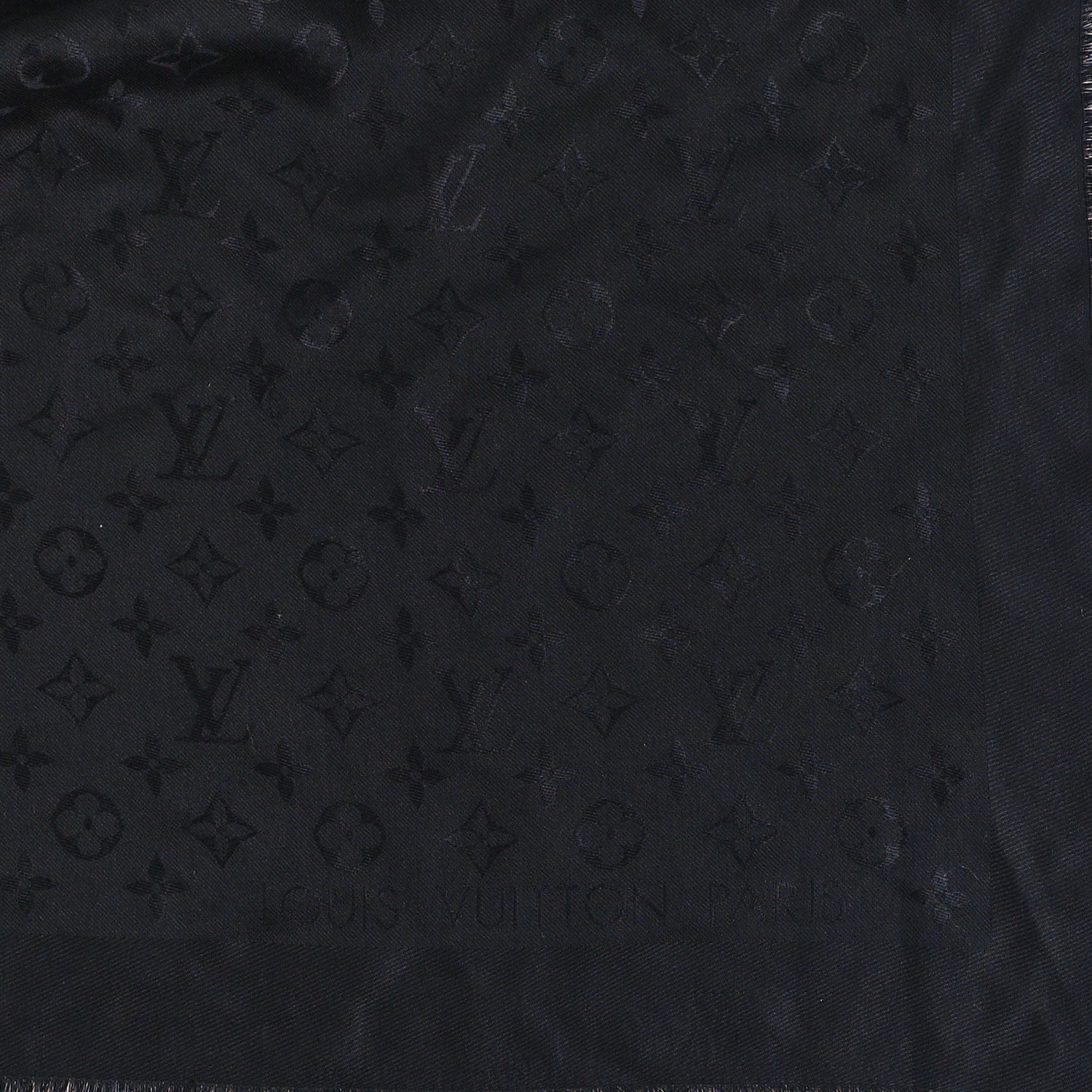 Louis Vuitton Silk Wool Rabbit Fur Flowergram Shawl Black 2 of 4
