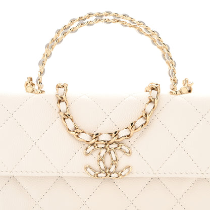 Chanel Caviar Quilted Chain Match Top Handle Phone Holder With Chain White 8 of 12