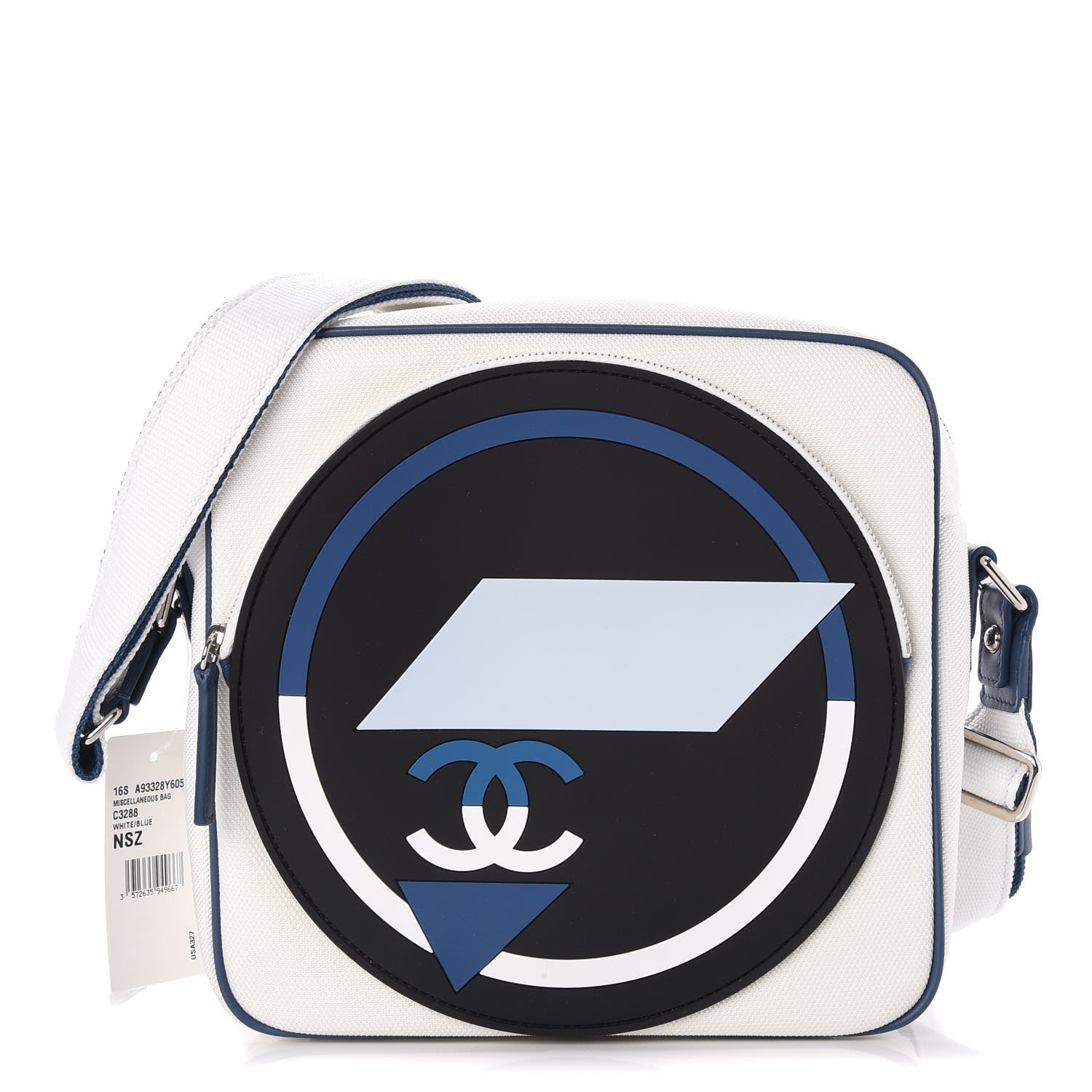 Chanel Nylon Rubber Messenger White Blue 1 of 8