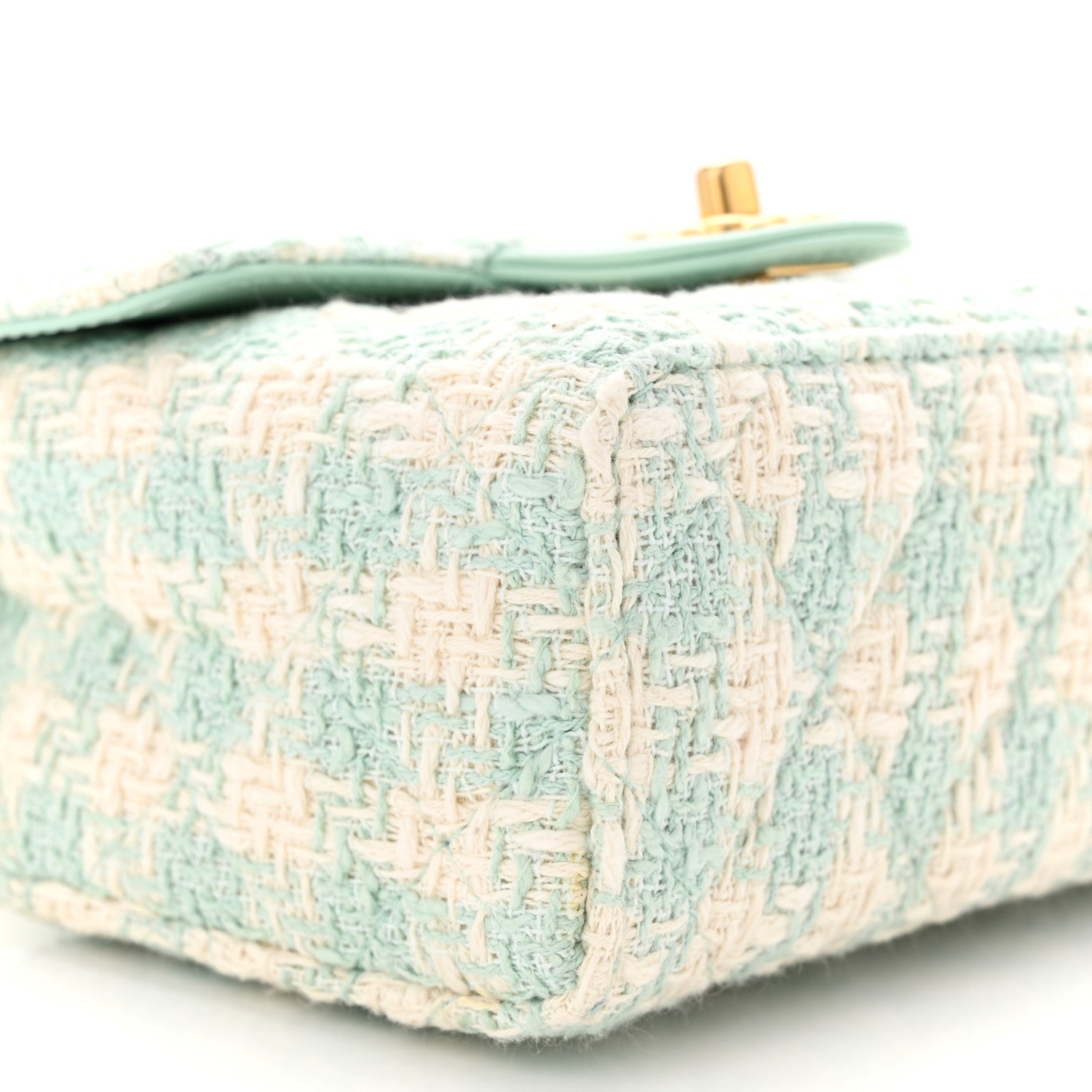 Chanel Tweed Handle Crush Top Handle Flap Bag Light Blue Ecru 9 of 11