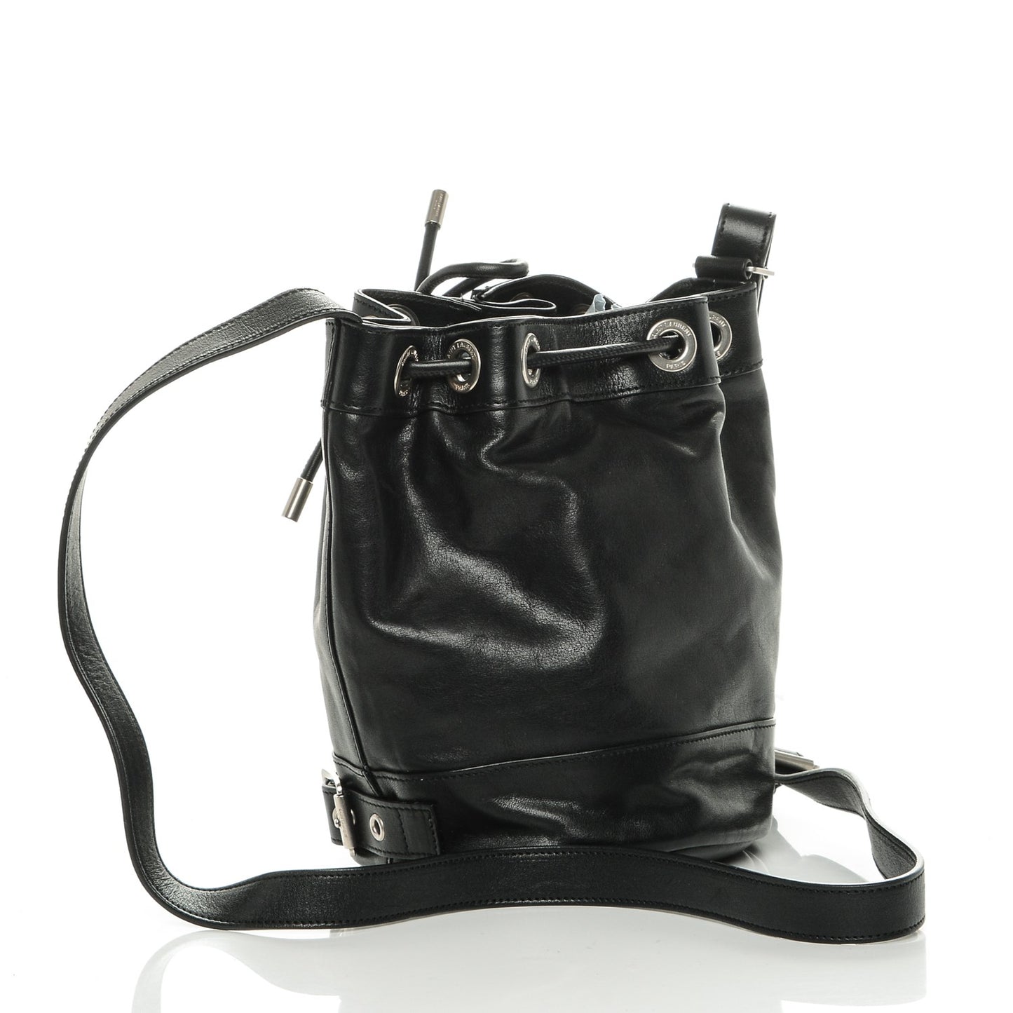 Calfskin Small Rider Bucket Bag Black