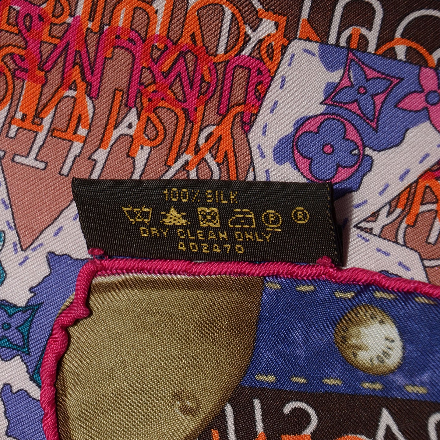 Silk Monogram Map Square Scarf