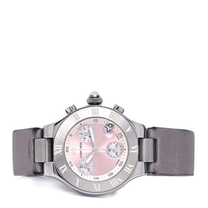 Cartier Stainless Steel Satin 32mm Must 21 Chronoscaph Quartz Watch Pink 2 of 4