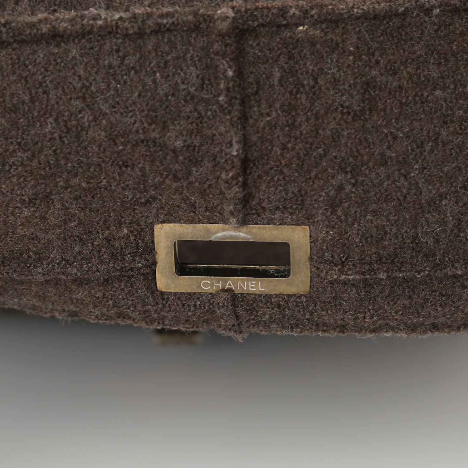 Chanel Wool Jumbo Chocolate Bar Mademoiselle Flap Brown 17 of 17