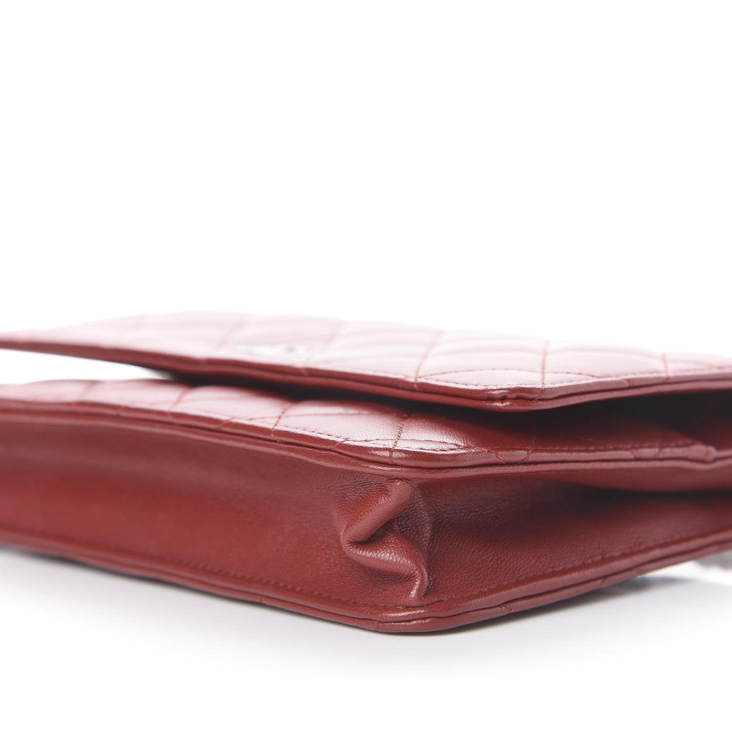 Lambskin Quilted Wallet On Chain WOC Red