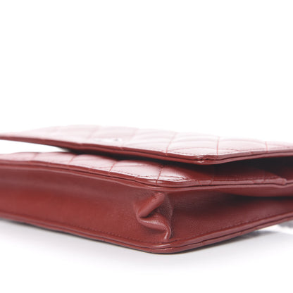 Chanel Lambskin Quilted Wallet On Chain WOC Red 8 of 16