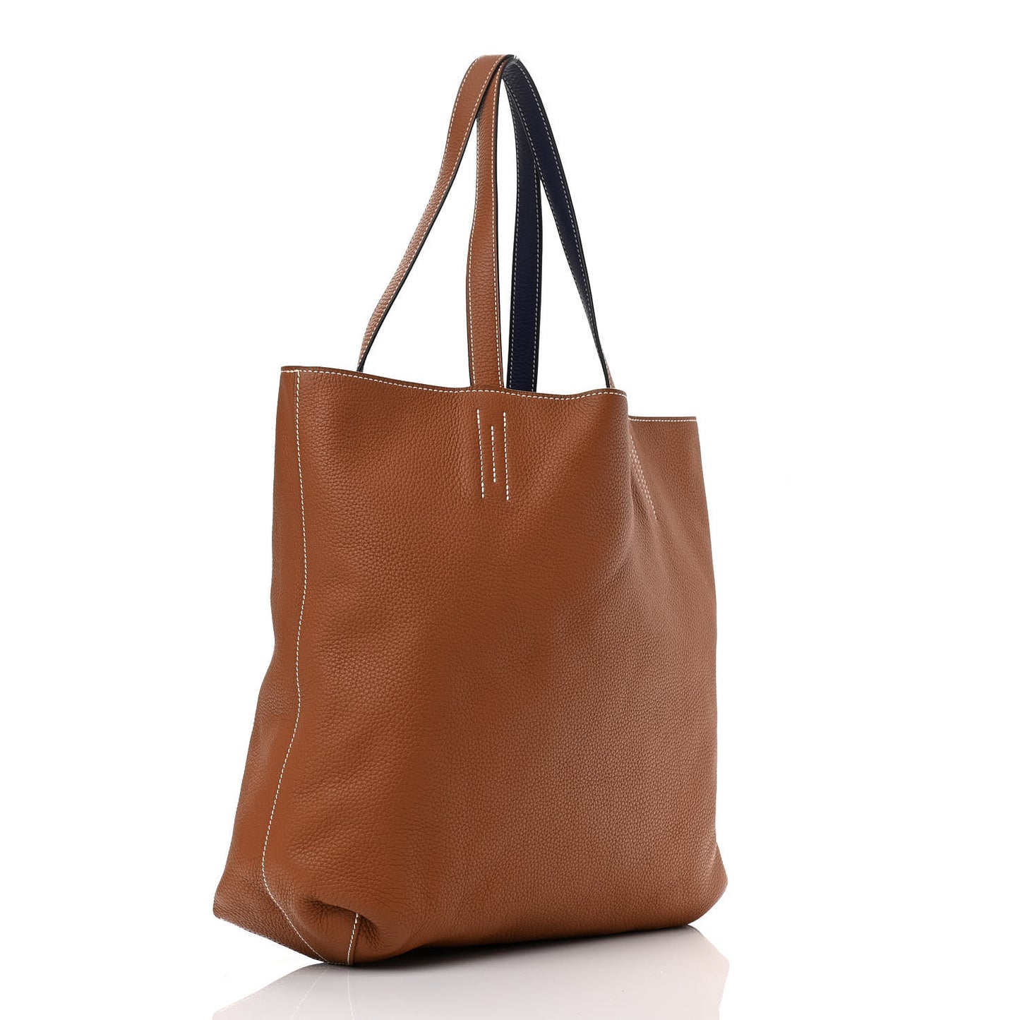 Taurillon Clemence Double Sens 45 Reversible Tote Gold Bleu Encre