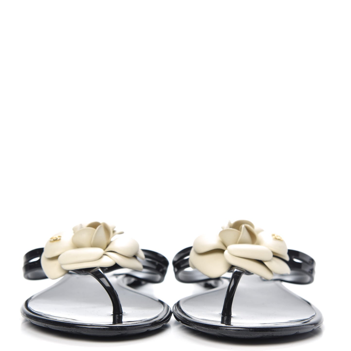 Jelly Camellia Thong Sandals 40 Black Ivory