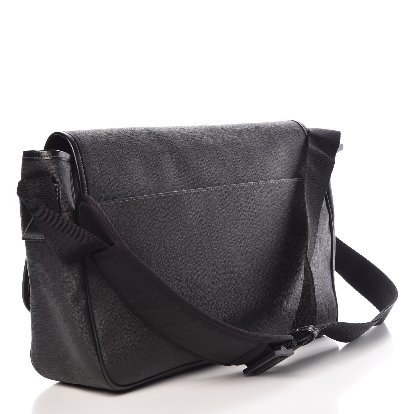 Coated Canvas Interlocking G Double Buckle Flap Messenger Bag Black