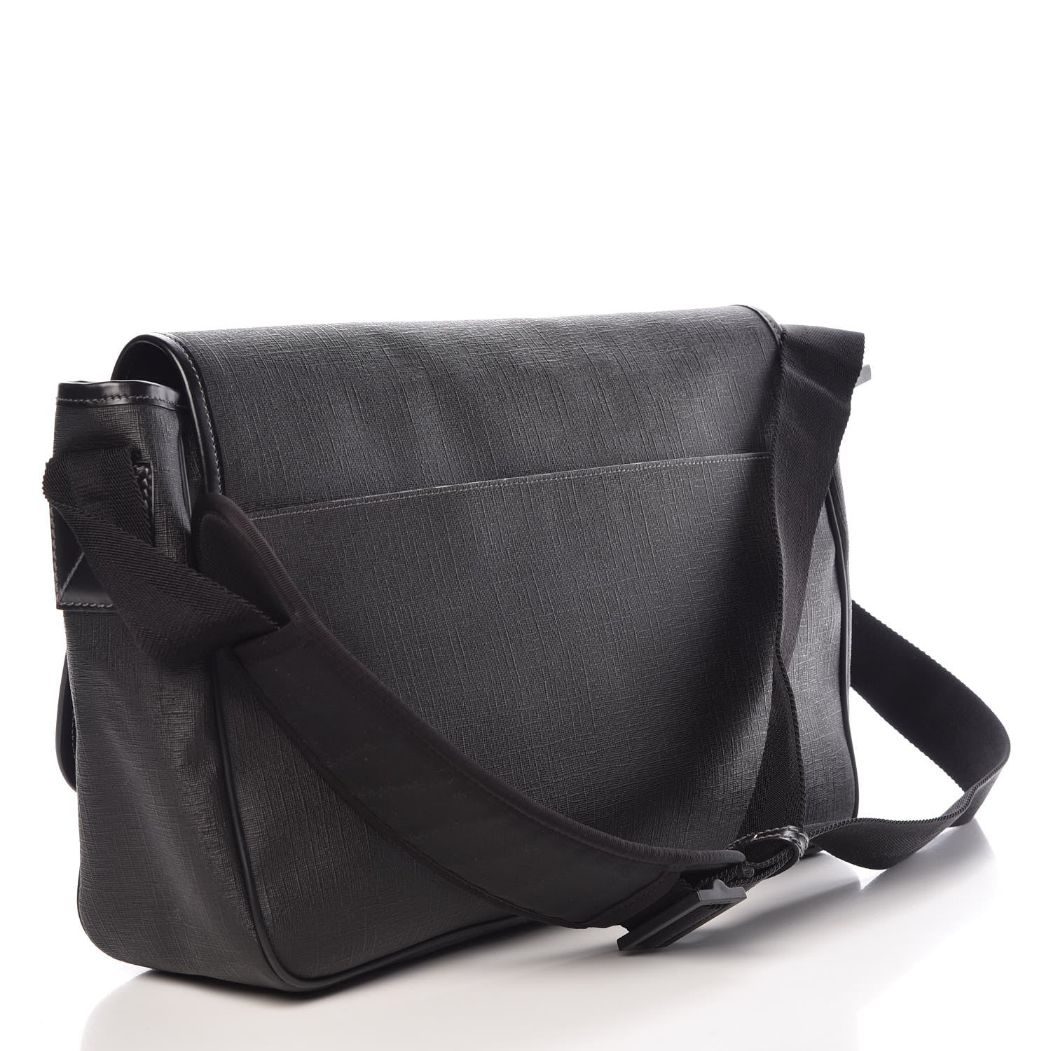 Gucci Coated Canvas Interlocking G Double Buckle Flap Messenger Bag Black 3 of 10