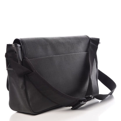 Gucci Coated Canvas Interlocking G Double Buckle Flap Messenger Bag Black 3 of 10