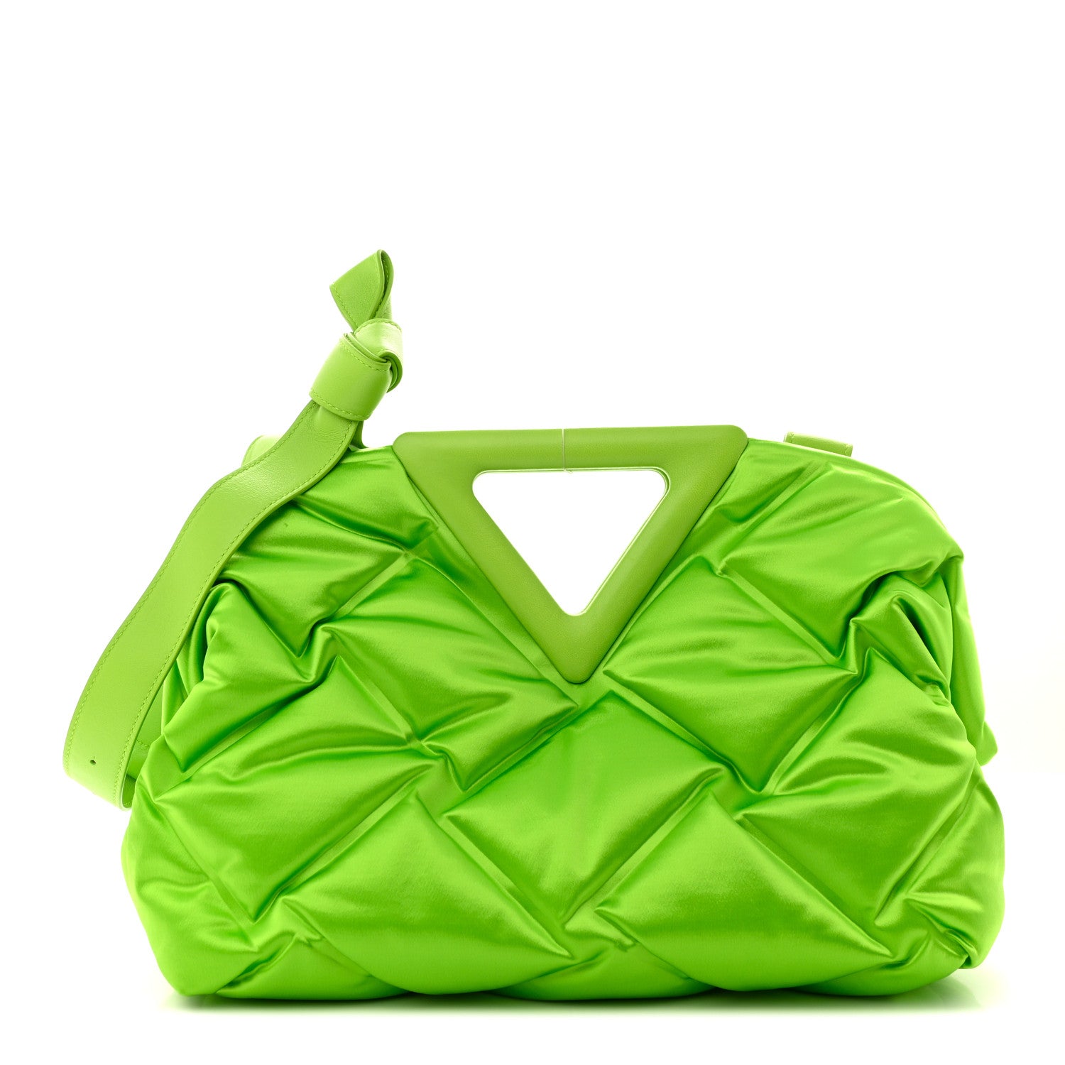 Bottega Veneta Satin Intrecciato The Point Triangle Bag Green 1 of 11