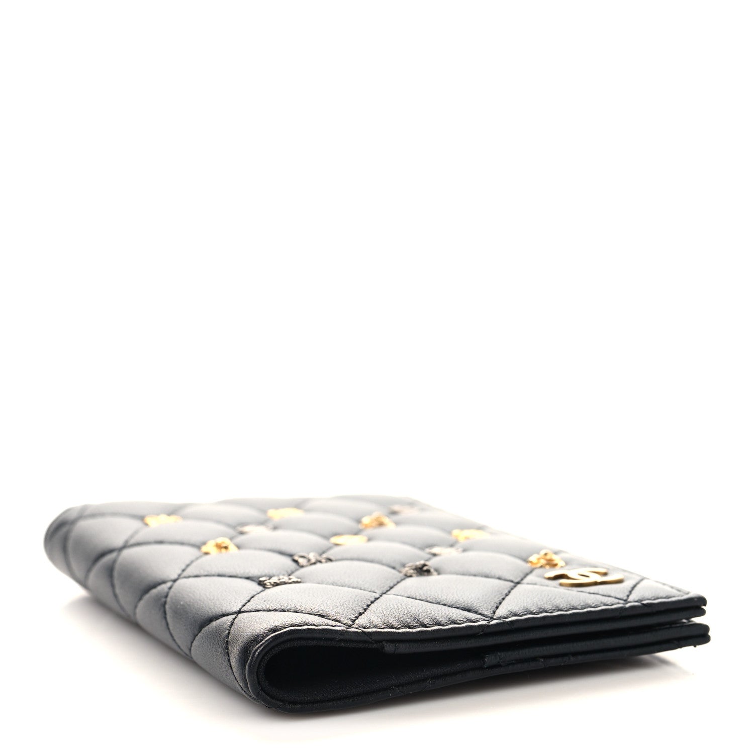 Chanel Lambskin Quilted Lucky Charms Passport Holder Black 1869960