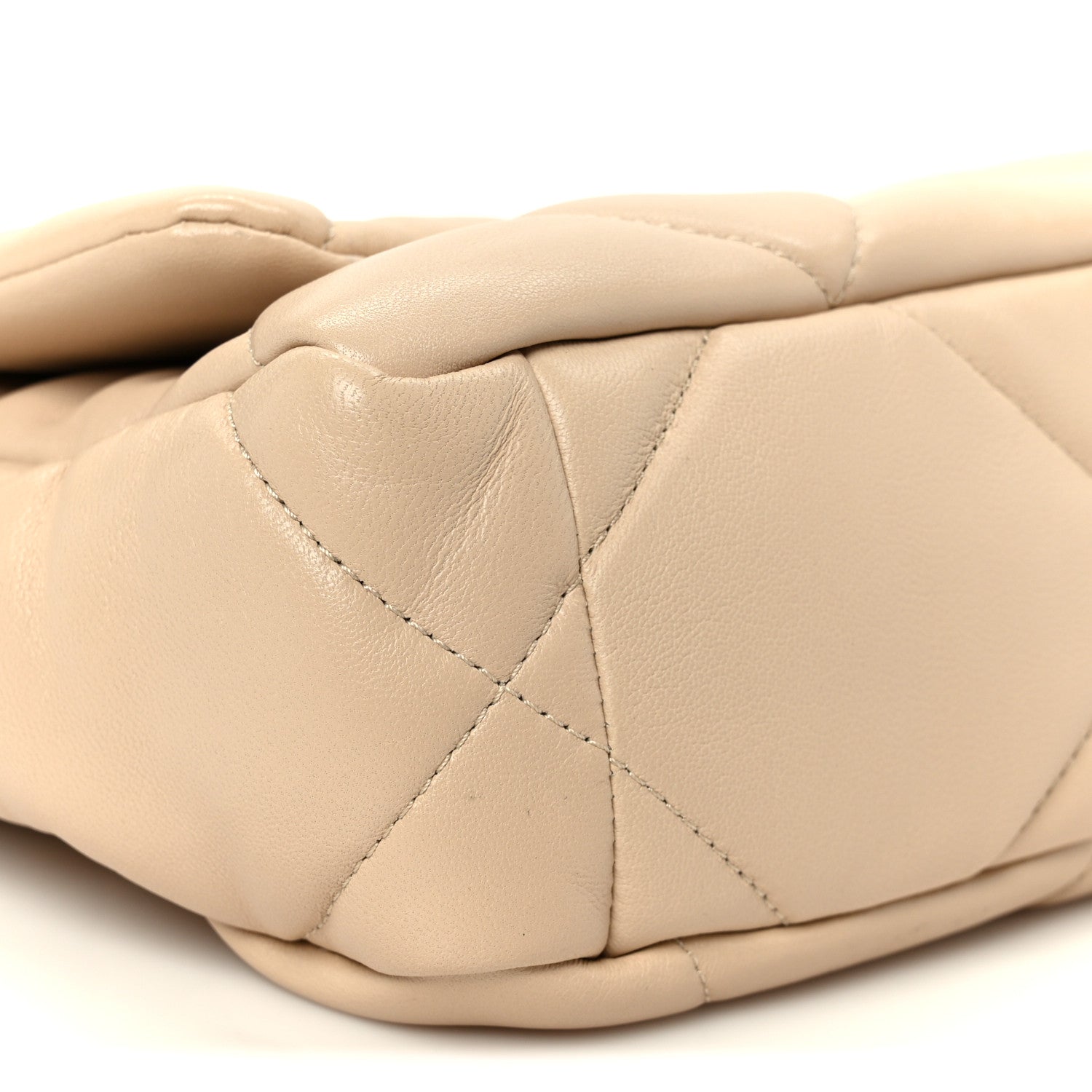 Chanel Shiny Goatskin Quilted Medium Chanel 19 Flap Beige 9 of 11