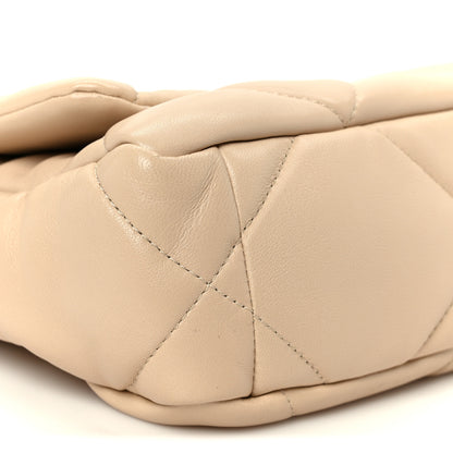 Chanel Shiny Goatskin Quilted Medium Chanel 19 Flap Beige 9 of 11