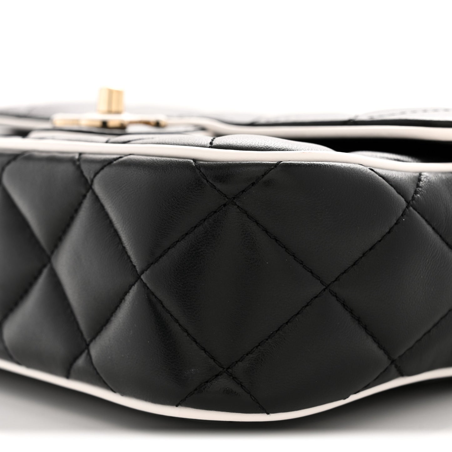 Lambskin Quilted Resin Graphic Frame Flap Bag Black White