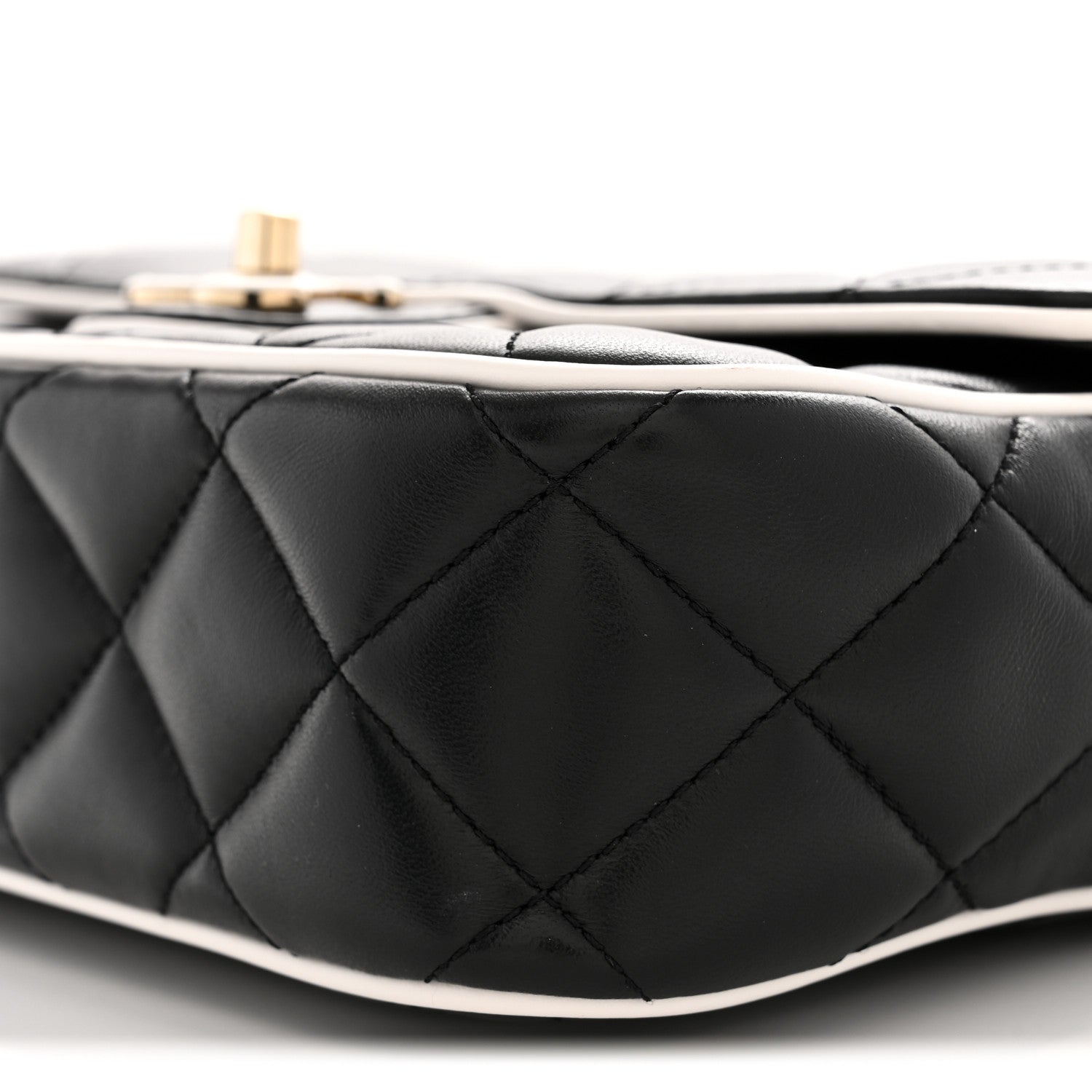 Chanel Lambskin Quilted Resin Graphic Frame Flap Bag Black White 10 of 11
