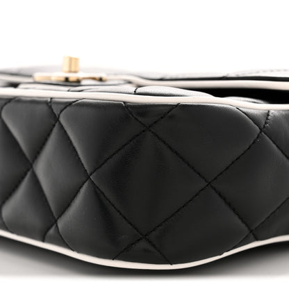 Chanel Lambskin Quilted Resin Graphic Frame Flap Bag Black White 10 of 11