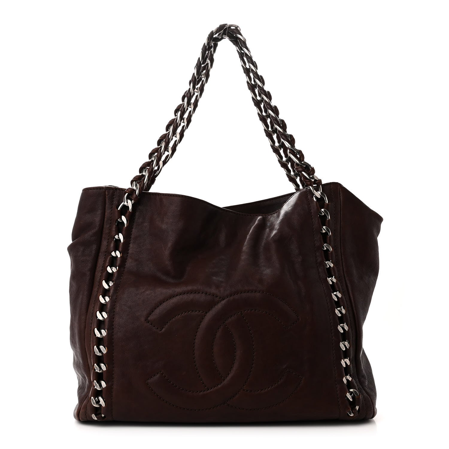 Chanel Glazed Calfskin Modern Chain Tote Burgundy 1 of 10