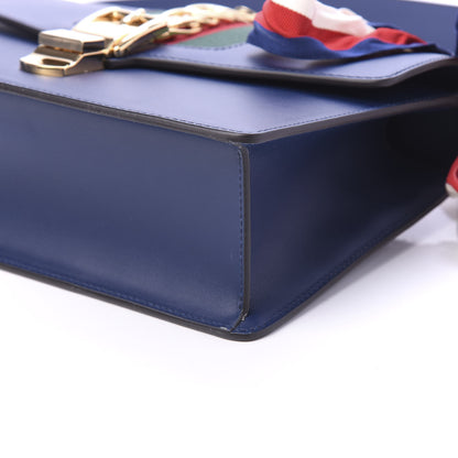 Gucci Vitello Fontanella Web Small Sylvie Shoulder Bag Blue Agata 7 of 10
