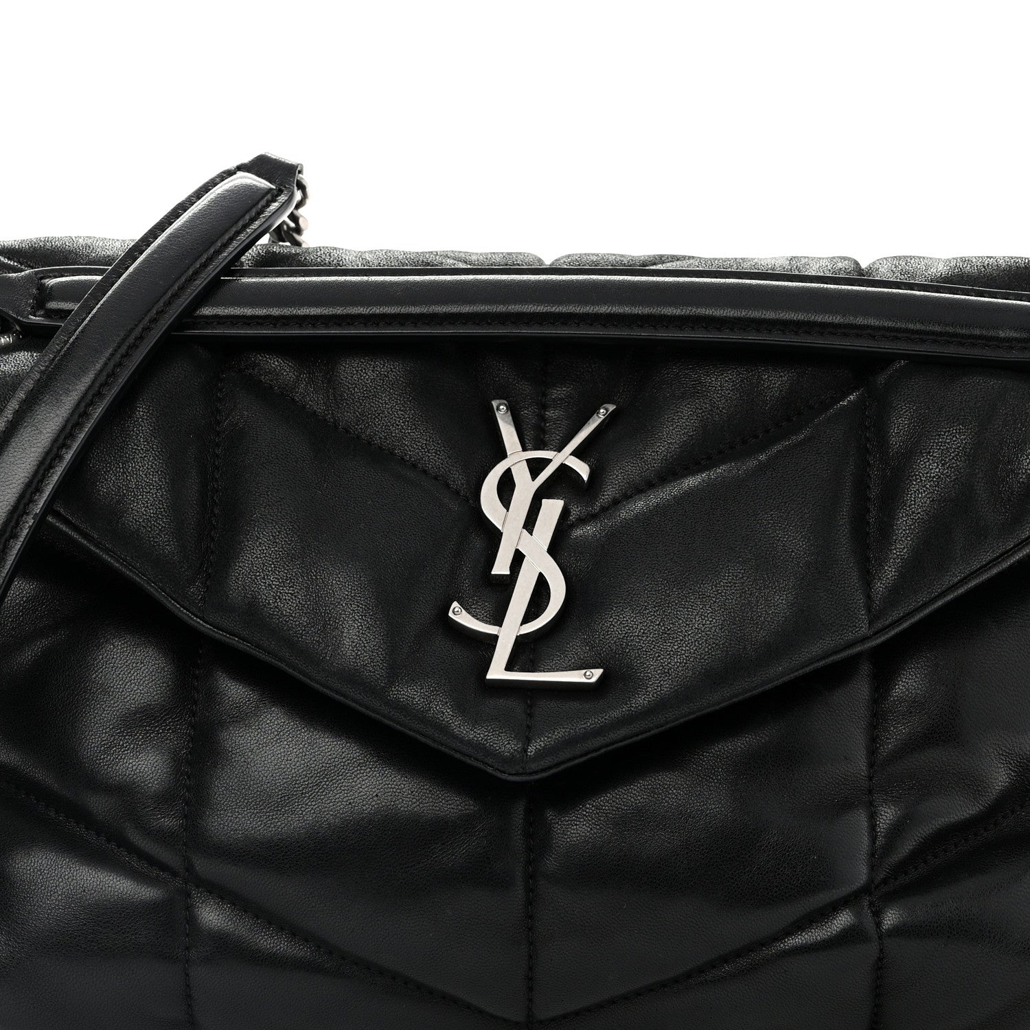 Saint Laurent Lambskin Quilted Small Loulou Puffer Monogram Chain Satchel Black 8 of 10