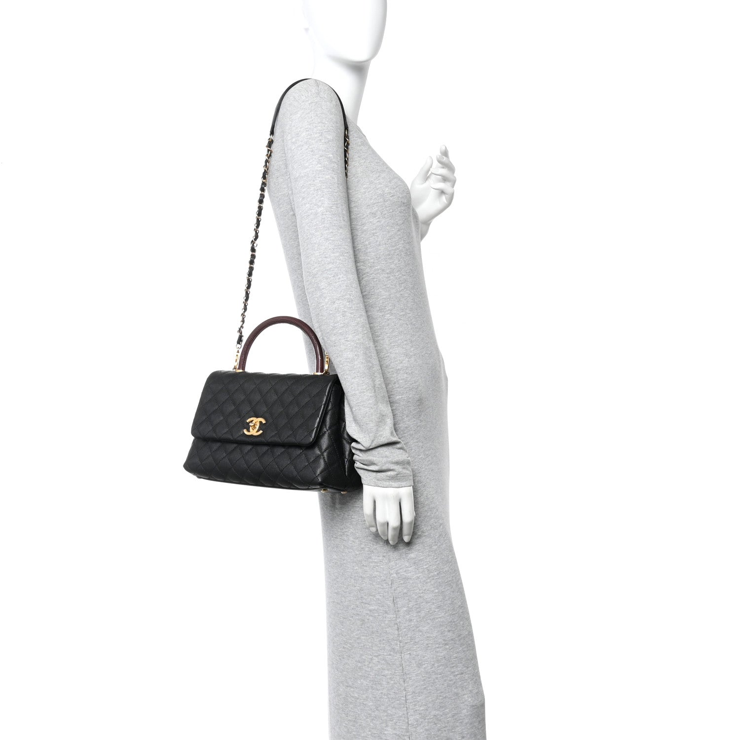 Chanel Caviar Lizard Quilted Small Coco Handle Flap Black 2 of 11