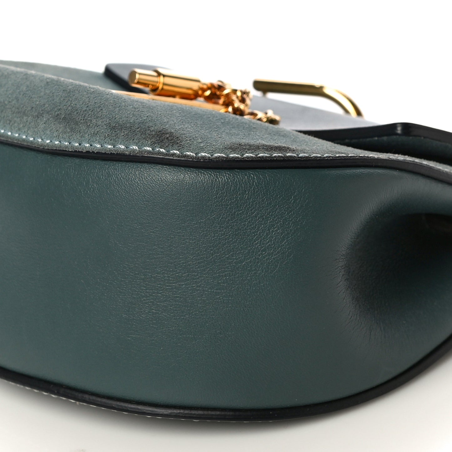 Suede Smooth Calfskin Drew Shoulder Bag Cloudy Blue